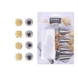 Sugar Village Piping Bag Mouth Full Set Of Baby Food,4 Flower Mouths Without Seams+10 1 Piece