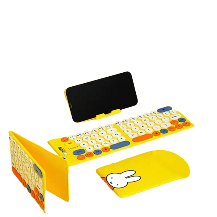 中国直送】ミッフィー Miffy 折りたたみ携帯電話 ワイヤレス Bluetooth キーボード 携帯電話やタブレットに最適 イエロー - Yami