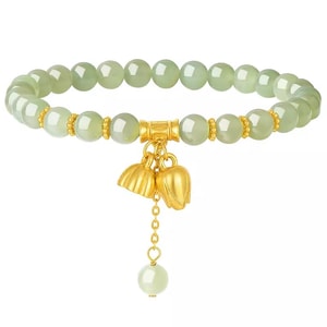 【中國直郵】周大學生 蓮蓬與田玉手串女轉運珠兩世歡玉髓純銀手鍊生日禮物送女友 蓮蓬手串