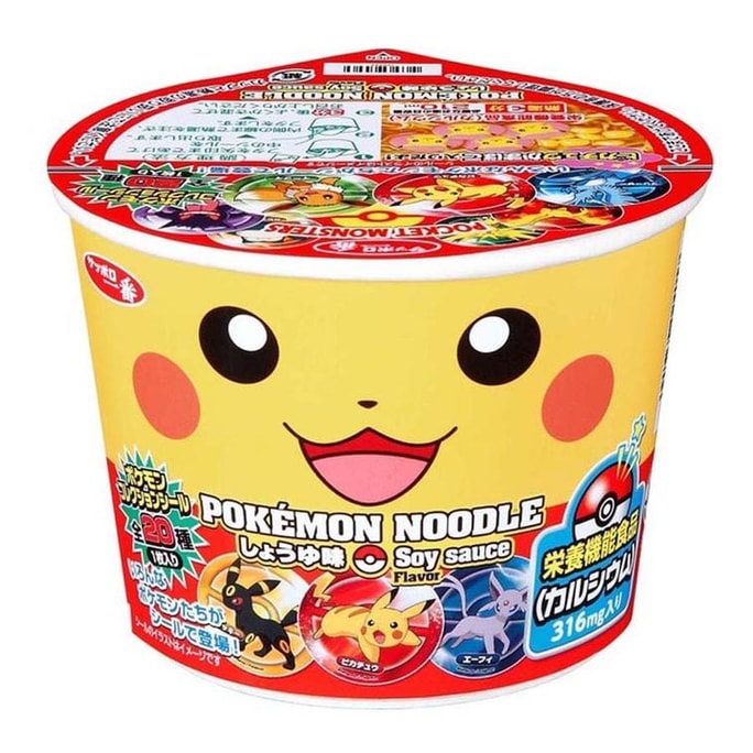 Sapporo Ichiban Pikachu Mini Cup Noodles for Kids One Card with Soy Sauce Flavor 40 Types 38g