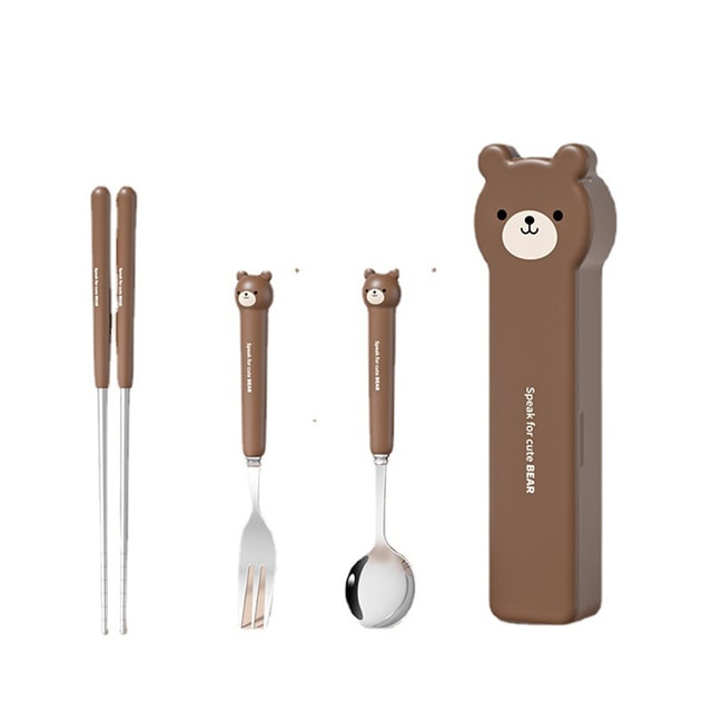 Western steak knife and fork set of three 304 stainless steel ceramic  spoons Brown Bear 