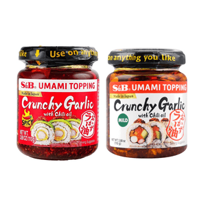 Umami Topping Crunchy Garlic With Chili Oil ,Spicy Flavor *1& Mild Flavor*1 , 3.88 oz*2 ,7.76 oz【2 Flavors Value Combo】
