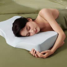 7C 무압박 베개, 경추 지지 및 수면 보조 메모리폼 베개, 구역별 베개 S25M, 블루