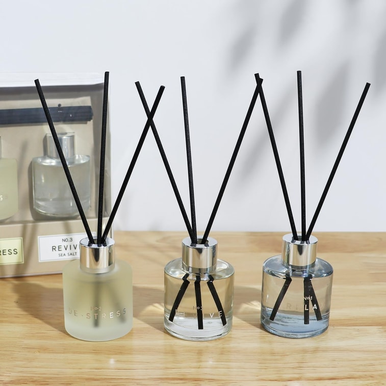 3 Pack Fragrance Reed Diffuser, 50ML Lavender Jasmine Lemongrass Aromatherapy Diffuser Set with 12 Black Fiber Sticks,Air Freshener for Bedroom Bathroom Office, 8.2X 6.6X 2.1 inch 7
