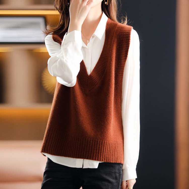 ブラウン ニットベスト ノースリーブ archivio ニットベスト