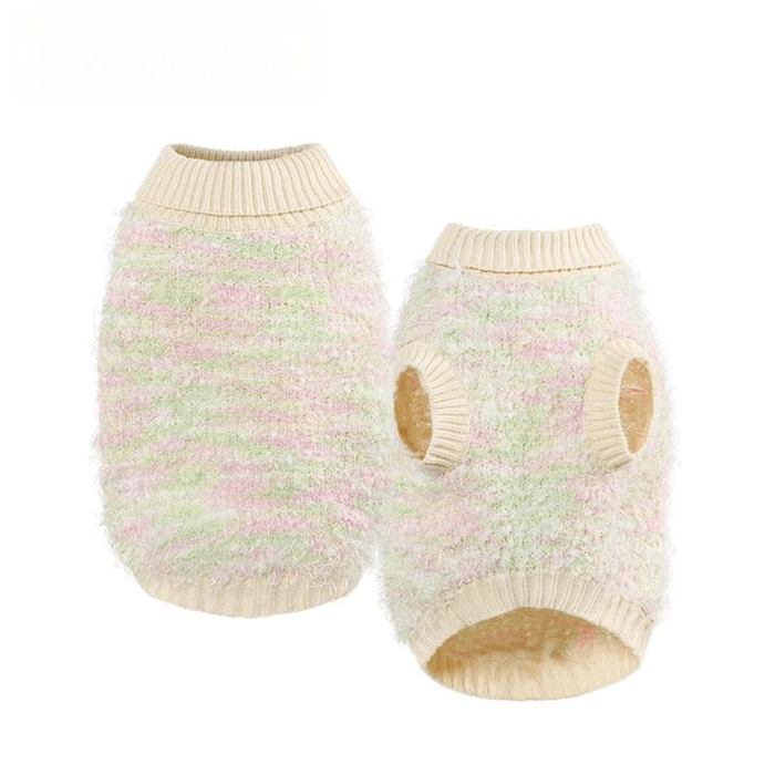 [중국 직배송] TOUCHDOG 일본 가을/겨울 강아지/고양이용 스웨터 및 조끼, 따뜻한 반려동물 의류, 알록달록한 공 장식, 사이즈 M