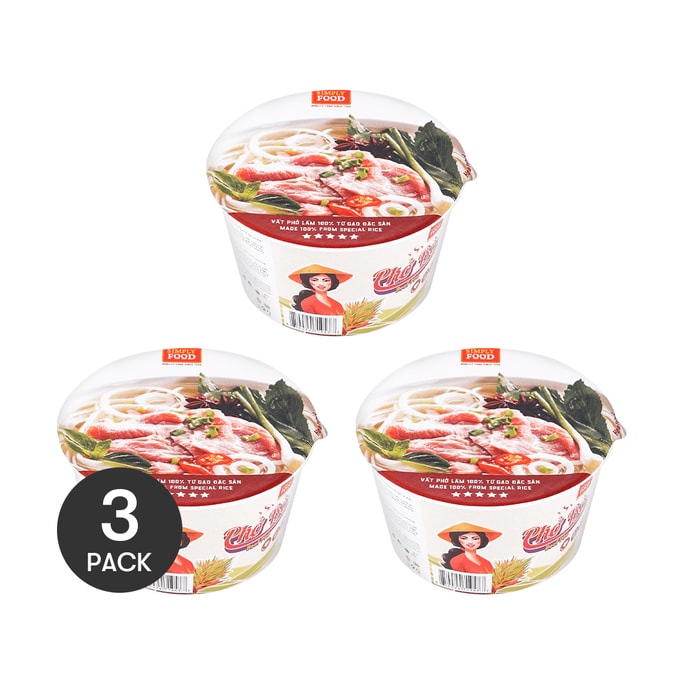 Vietnamese Beef Flavor Pho Rice Noodle Soup, 2.82oz*3【3 Packs】