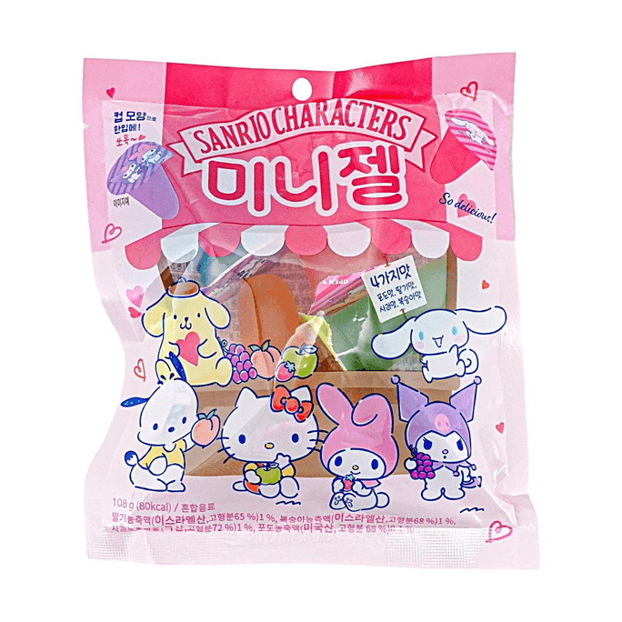 미니 젤리 모음 3.81oz【다양한 과일 맛】【미니 탱글젤리】【산리오 캐릭터 콜라보】