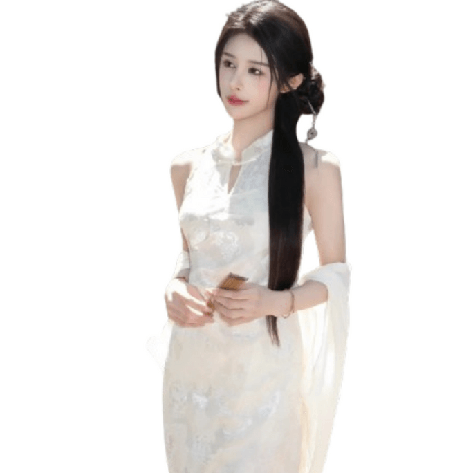 New Chinese-style dress modified cheongsam style slim-fit hip-hugging skirt size  M 1 piece