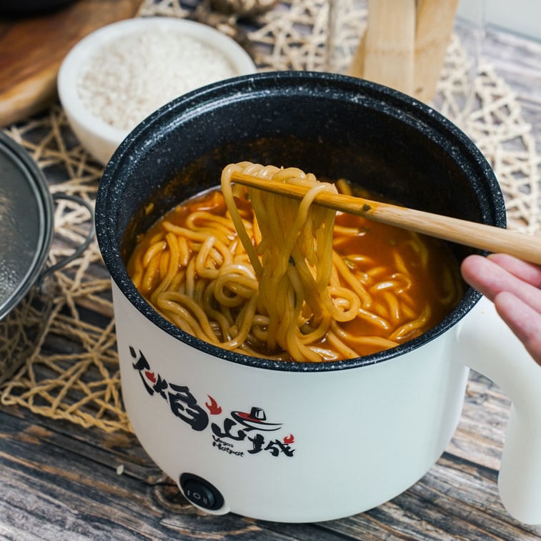 [Combo] Tangle Creamy Mushroom Pasta Multi , 3.7 oz *4 Bags + Multifunction Steam & Cooking Pot 18cm Colors May Vary 12