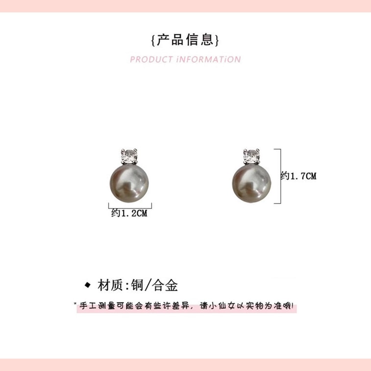 Light Luxury High-end Exquisite S925 Sterling Silver Ear Care Grey Pearl Stud Earrings Grey Pearl Zircon Stud Earrings F 8
