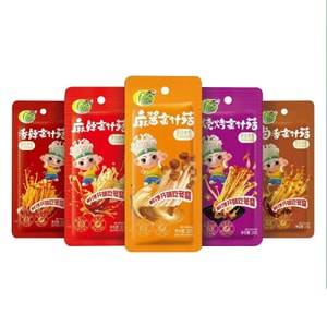 Assorted Flavors Enoki Mushrooms 20g×12 Packs - Sesame, Spicy, BBQ, Braised & More | Crispy Ready-to-Eat Snacks, Perfect Side Dish for Meals & Drinks | Individually Packed for On-the-Go Enjoyment