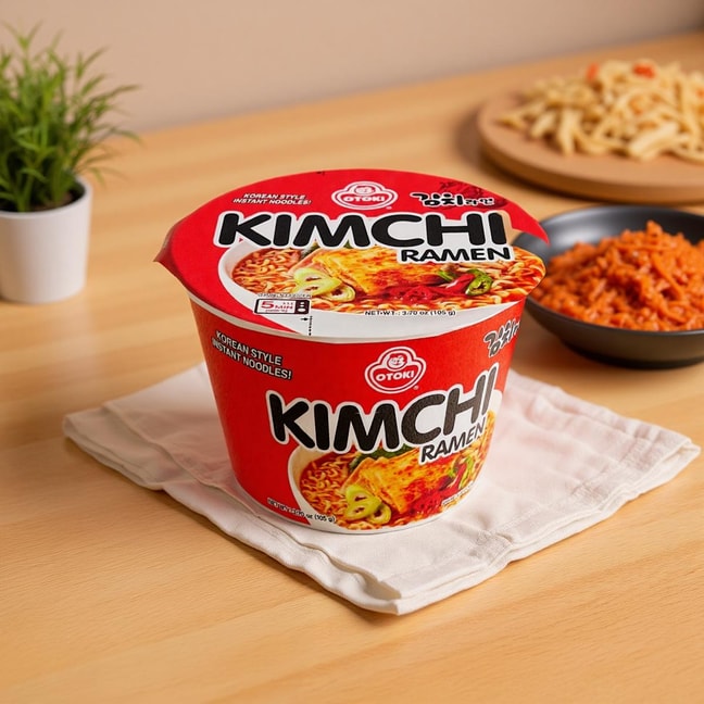 Kimchi Ramen Bowl Cup Noodles- Authentic Korean Instant Noodles with Real Kimchi ,3.7 oz