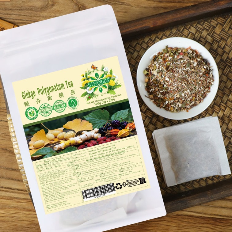 【Expédition directe du Canada】 Thé au Ginkgo et à la Polygonum multiflorum de Sifanda - 100g (5g × 20 sachets), thé de soin quotidien pour hommes, nourrissant et réchauffant, pour ceux qui restent éveillés tard ou qui sont faibles, goût doux et harmonieux, adapté à toutes les saisons, pratique à infuser au bureau ou à la maison. 9