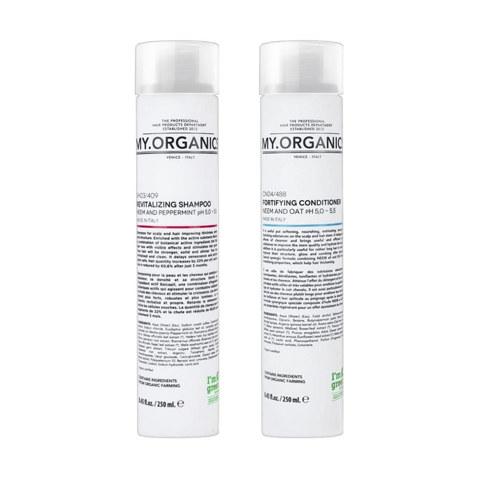 Revitalizing Shampoo with Neem&Peppermint 250ml + Fortifying Conditioner with Neem&Oat 250ml【Hair Volume Enhancing HOT】