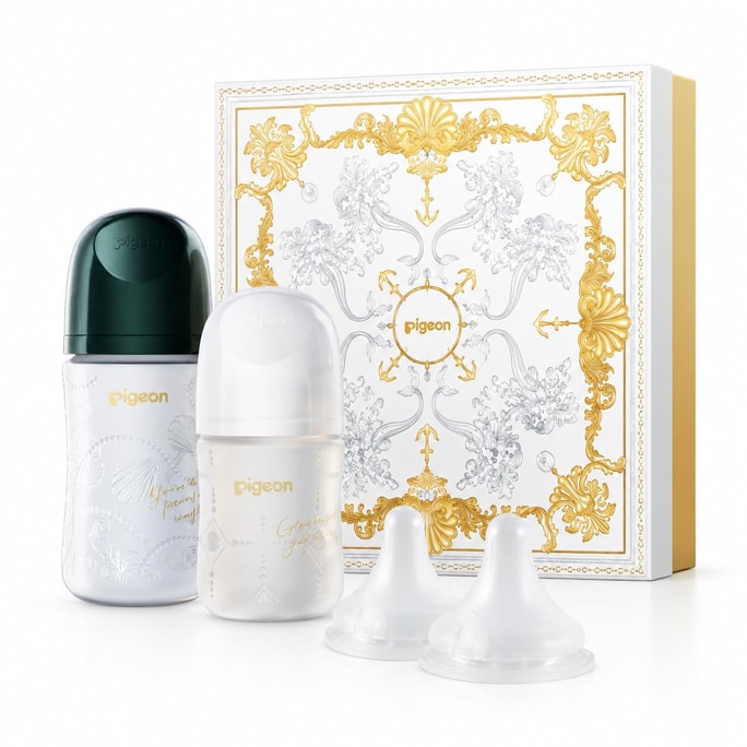 Newborn Feeding Set (Glass bottle with silicone coating 160ml & 240ml; S & L nipple )
