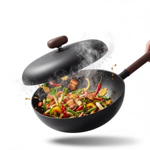 德国 温仑山 爆款补货啦【全年榜首👍李佳琦好物分享🌟高颜值无涂层铁锅炒锅🌟】  鹅卵石第四代升级火山岩铁锅家用炒锅32cm赠锅铲