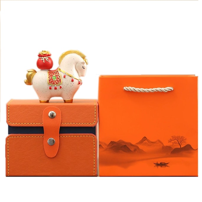 【中國直郵】 HSPM 手工製作馬年擺飾 創意禮品 白馬福袋禮盒裝一套