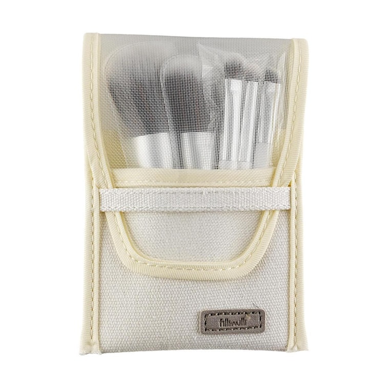 Mini Set de Pinceaux Maquillage, 5pcs - Poils Doux Végans | Pochette Incluse 6