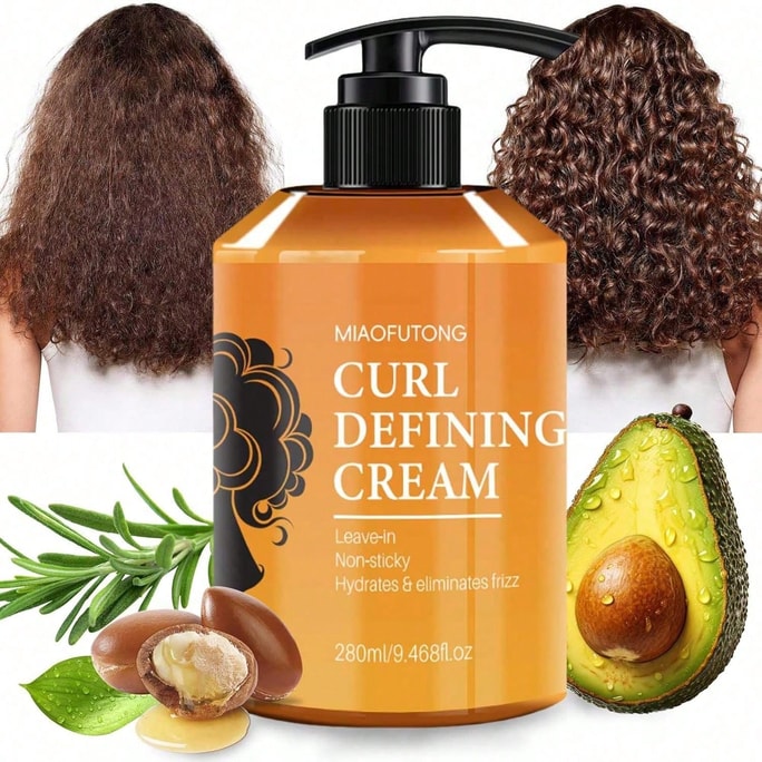Crema definidora de rizos Mascarilla hidratante para el cabello con aceite de argán Crema para rizos que realza el cabello ondulado y rizado Crema suavizante para rizos que desenreda 280ml