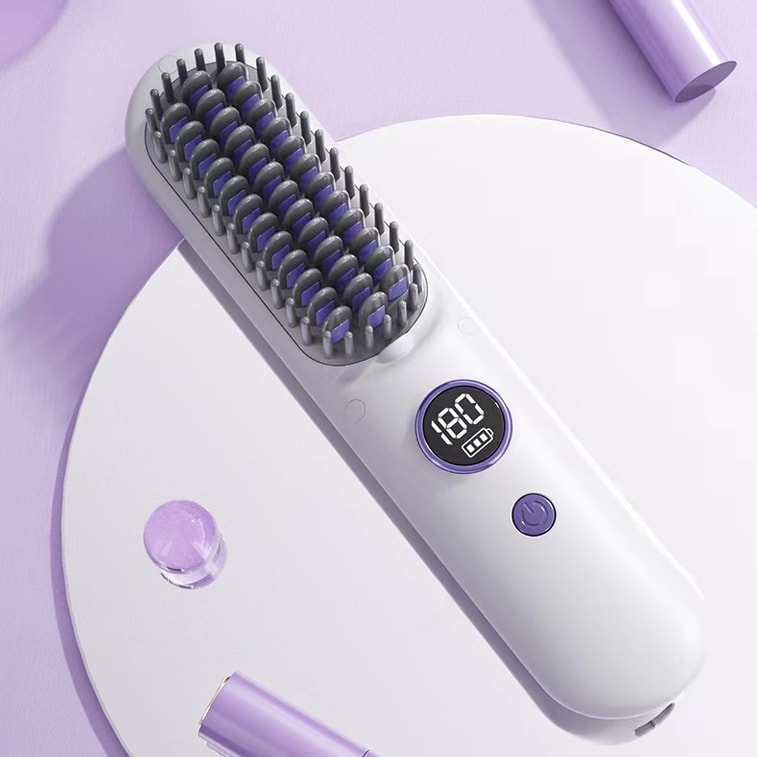 중국 HuiHao LCD 디스플레이 음이온 헤어 스트레이트너 무선 헤어 스트레이트 빗 화이트 1개 5