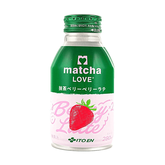 Matcha Love Matcha Fraise Baie Latte, Boisson au Lait de Thé Vert Japonais Premium, 280 ml