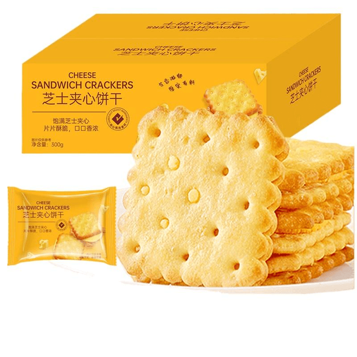 【中国直邮】 壹得利 芝士夹心饼干咸香酥脆零食 300g*1盒