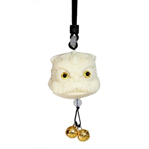 美国 GINKGOHOME 精美象牙果醒狮雕刻铃铛车挂 幸运招财装饰品