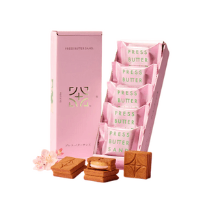 【日本直邮】 日本 press butter sand 期间限定 草莓樱花夹心巧克力 黄油三明治饼干 5个装
