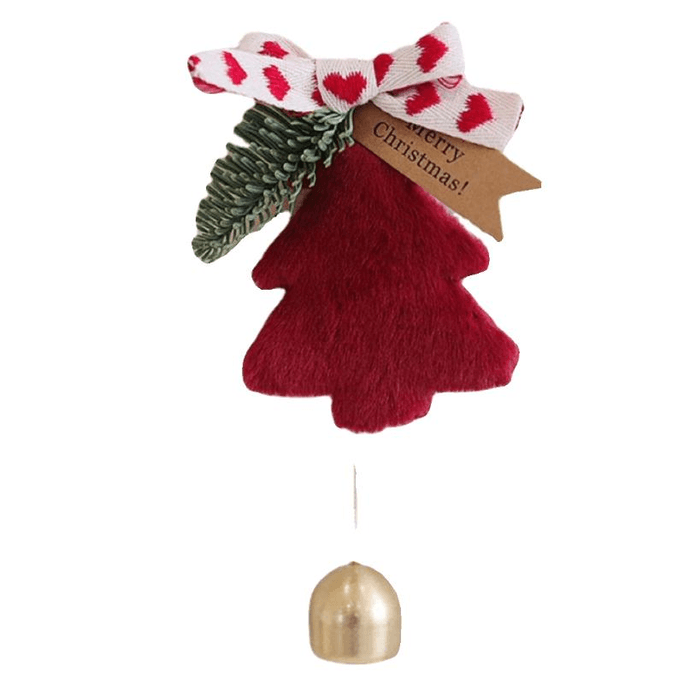 [중국 직송] 토끼 선물 모고 크리스마스 장식품, 플러시 펜던트, 새해 차량 장식, 버건디 크리스마스 트리 + 종 25*13cm*1