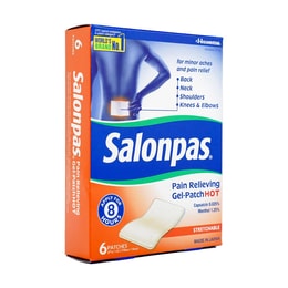 살롱파스 통증 완화 젤 패치, 온열 기능, 신축성, 6개입, 3 ¹⁵/₁₆”x5 ½''