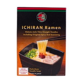 Japanese Ramen Hakata-Style Tonkotsu Flavor with Thin Noodles , Including Spicy Red Seasoning ,3 Servings, 13.6 oz
