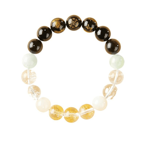 【中国直邮】 普陀山 五行手串女款补缺玛瑙手链 补缺金水黑白财神款12mm