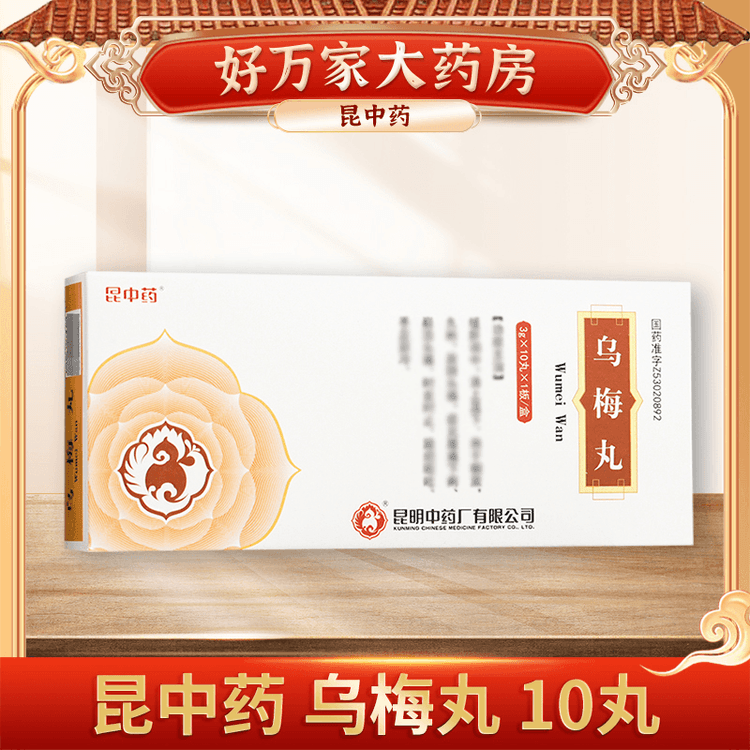 中国直送】昆明漢方薬 - 烏梅丸（烏梅丸） - 回虫症、慢性赤痢、厥陰