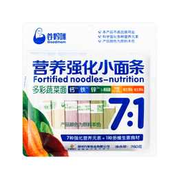 谷妈咪 营养强化7:1多彩蔬菜面 钙铁锌无添加盐儿童面小面条 280g