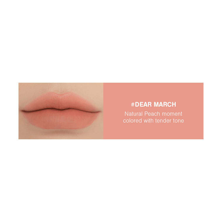 韓國3CE 水霧唇露 水潤霧面唇釉 霧面成膜 持久不沾杯 #Dear March 三月蜜桃 4.6g【重磅新色】 3