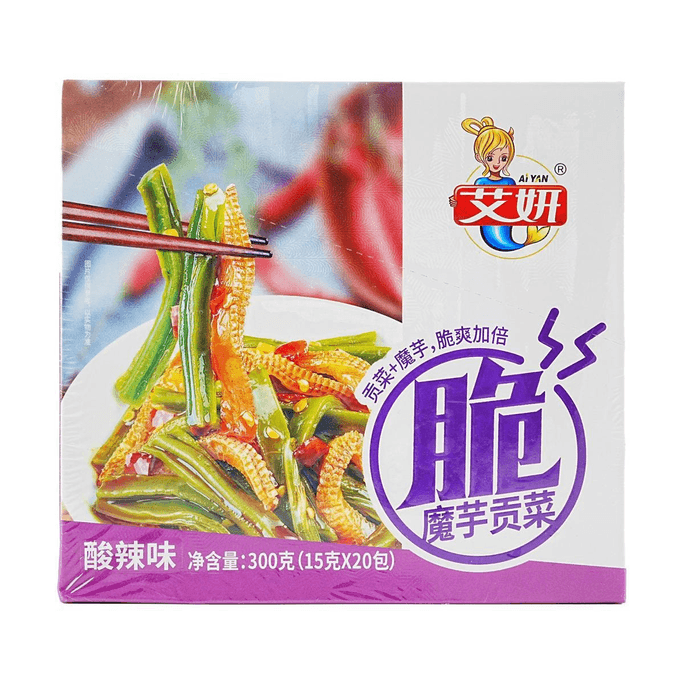 艾妍 蒟蒻貢菜 酸辣味 20包入 300g【雙倍脆爽】【網紅點心】
