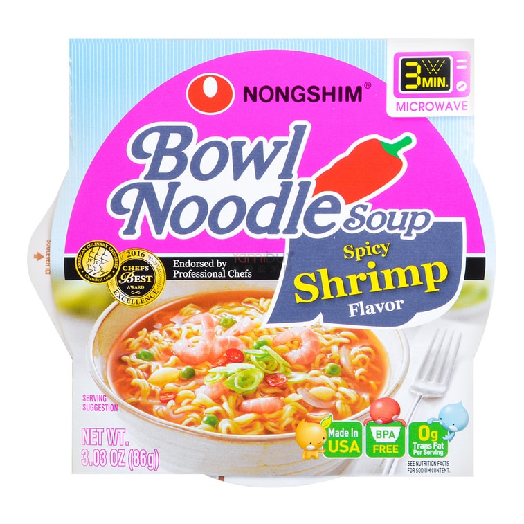 Bowl Noodles Soup Spicy Shrimp Flavor, 3.03 oz 6