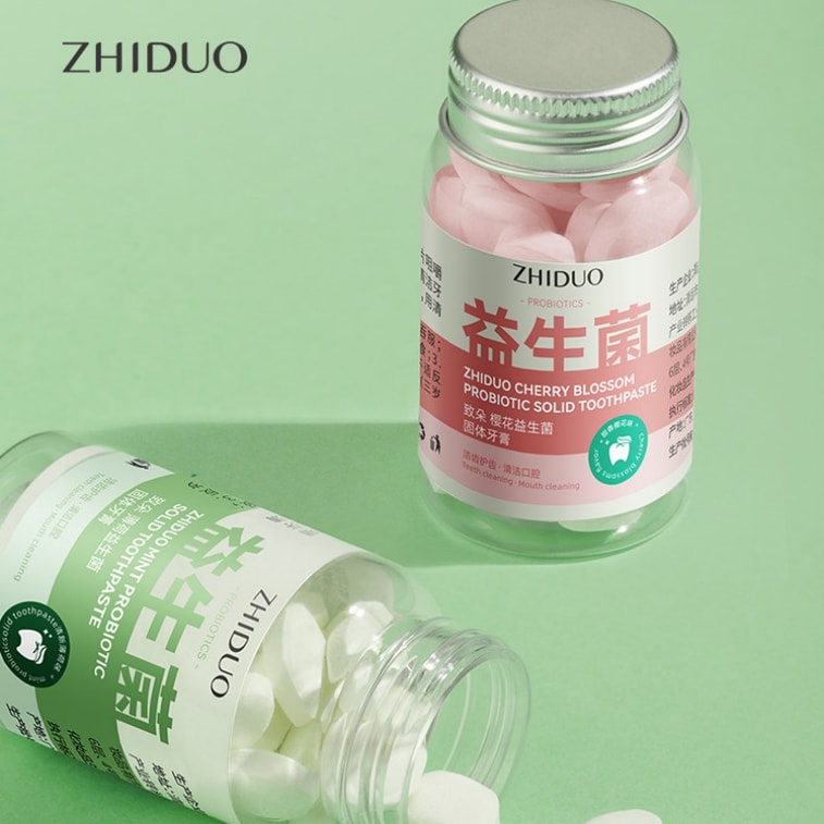 Mint Probiotic Solid Toothpaste Freshens Breath & Cleans Teeth Ready to Use Anytime Cherry Blossom Flavor 1 Can 4