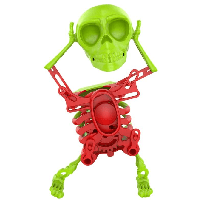 Dancing Skeleton Swinging Clockwork Toy 3D Stereoscopic Skeleton Figure Red Green 17cm