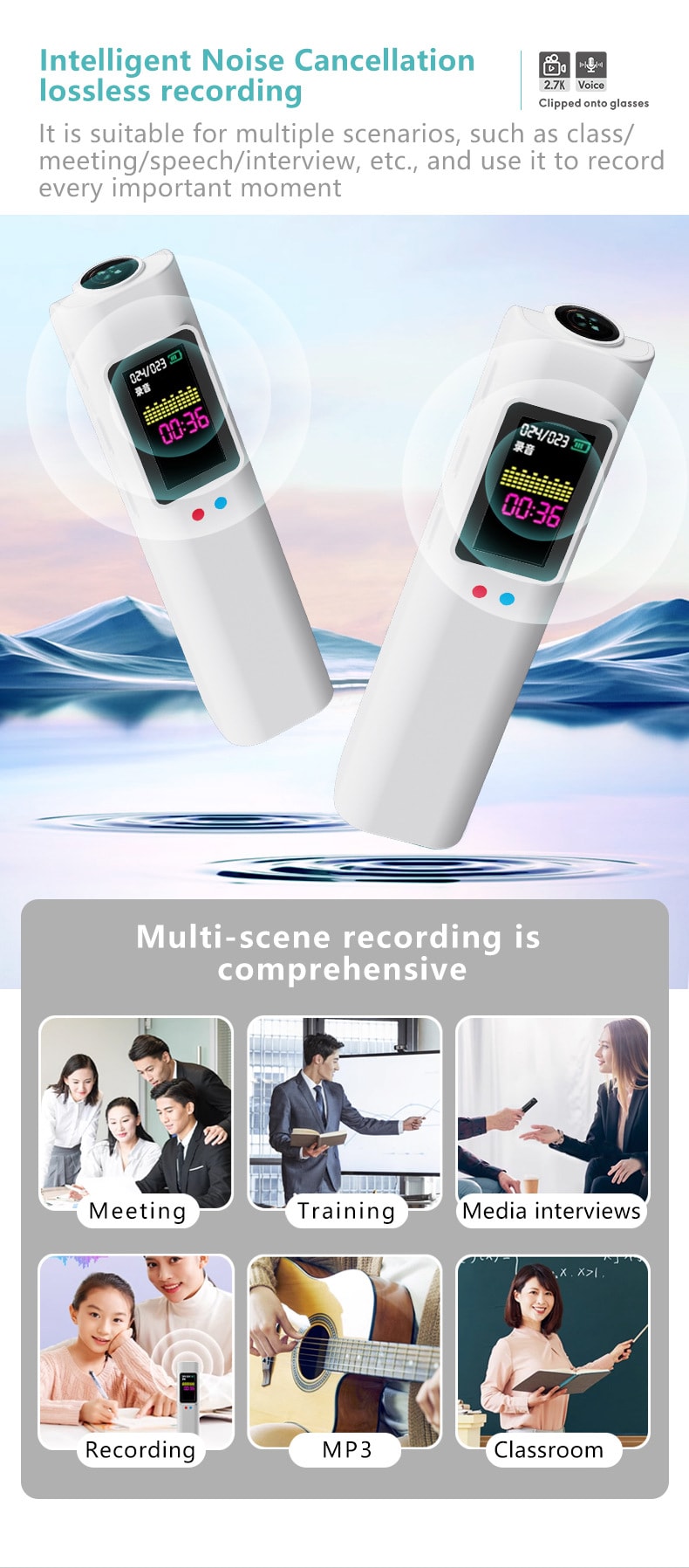 【中国直邮】 晶雅家 旅行骑行记录神器!1080P WiFi 眼镜运动相机 含 128G 内存卡 白色一套装