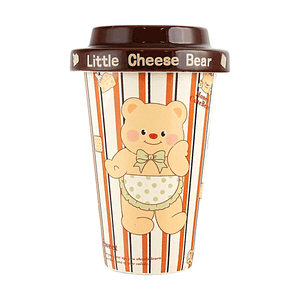 Little Cheese Bear Lidded Ceramic Mug - Brown