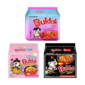 Korean Buldak Noodles, Swicy Flavor & Carbonara Flavor & Spicy Chicken Flavor, 70.5 oz【3 Flavors Value Combo】