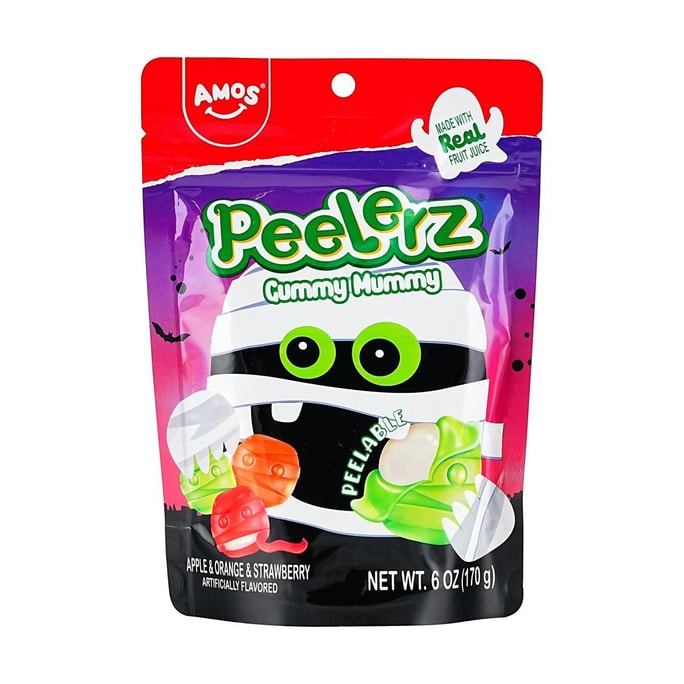ピーラーズ マミーゼリーグミキャンディ オレンジ+ストロベリー+アップルフレーバー 6オンス【ハロウィンキャンディ トリック・オア・トリート】