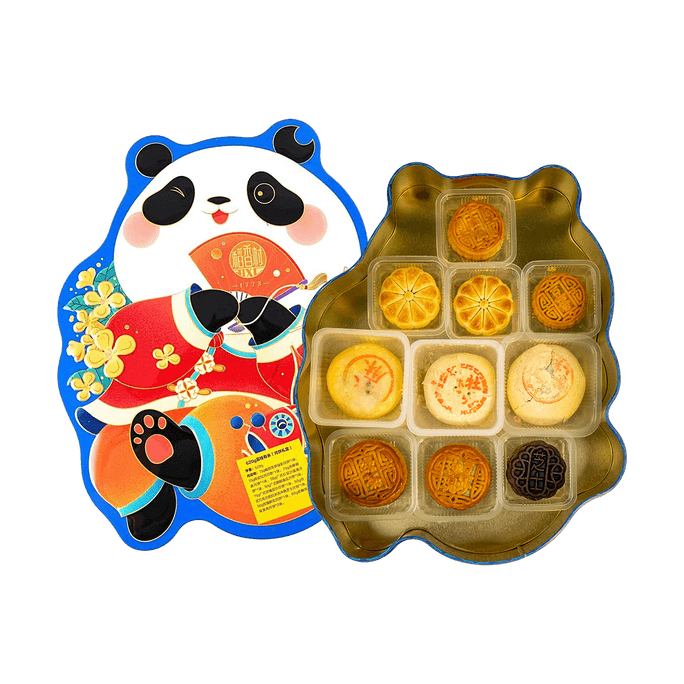 Panda Mooncake Gift Box,9 Flavor 10 Pieces 21.87 oz