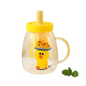 【中国からの直送】日本 LINE FRIENDS ガラス製 お茶と水が分離 大容量 ティーブリューカップ ストロー 直飲みカップ 900ML サリー モデル1