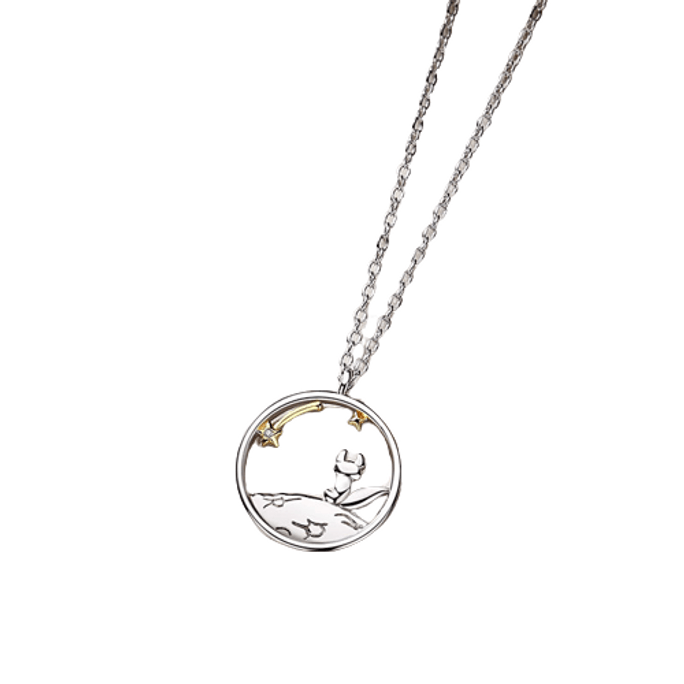 Sterling silver little prince and fox couple necklace collarbone chain fox necklace