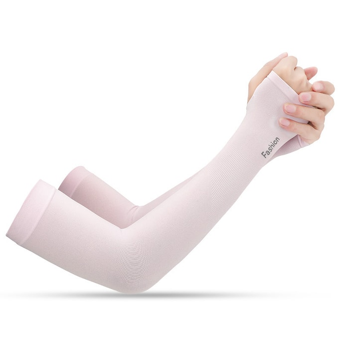 Ice Silk Sunscreen Outdoor Sports Breathable Arm Sleeve Sky Pink (Half Glove)