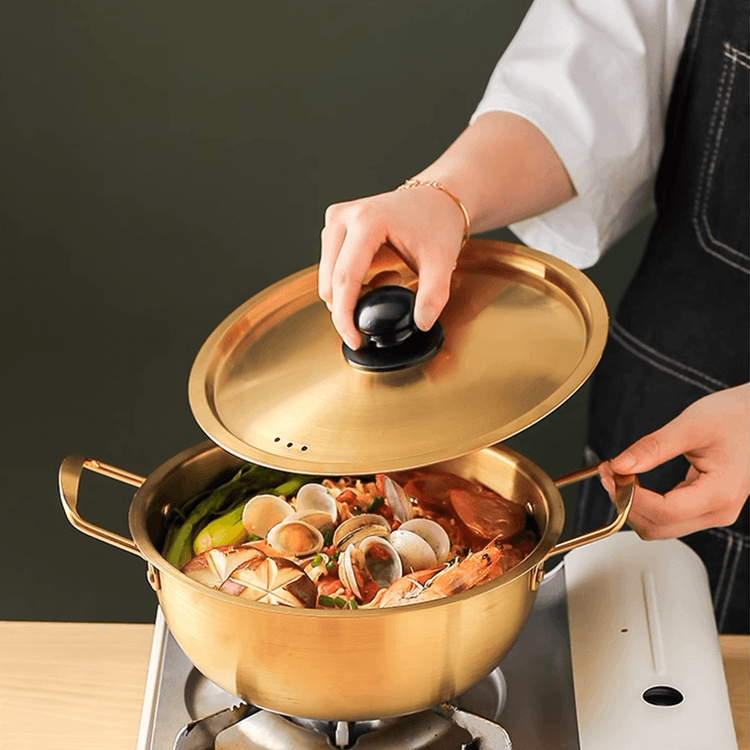 KAWASIMAYA 蓋付き韓国ラーメン鍋、7.1インチ - Yami