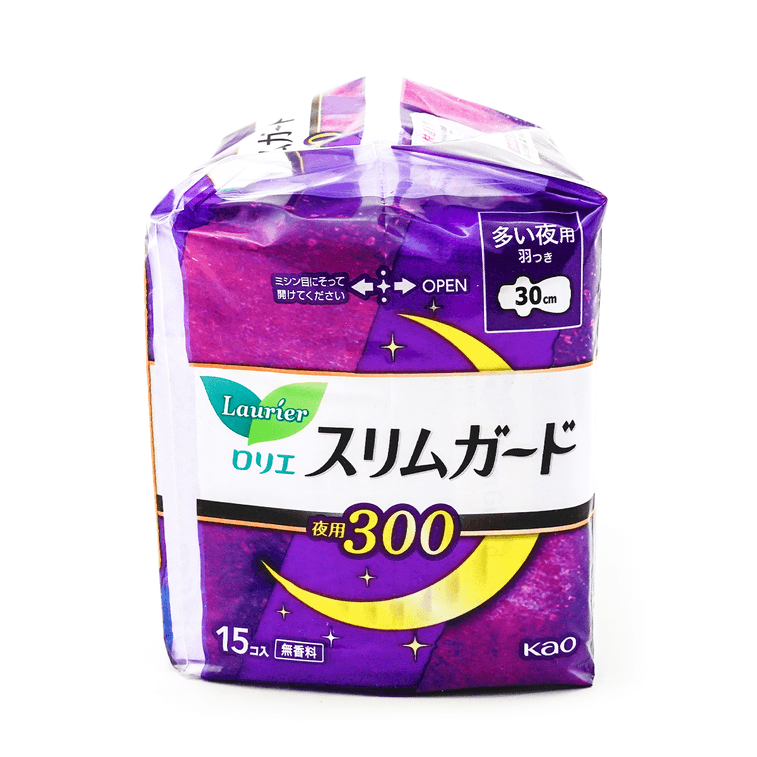 日本KAO花王 LAURIER乐而雅 S零触感系列 无香型 超薄超长夜用卫生巾 2倍吸收超强保护 无荧光剂 300mm 15片入【销量王】 10